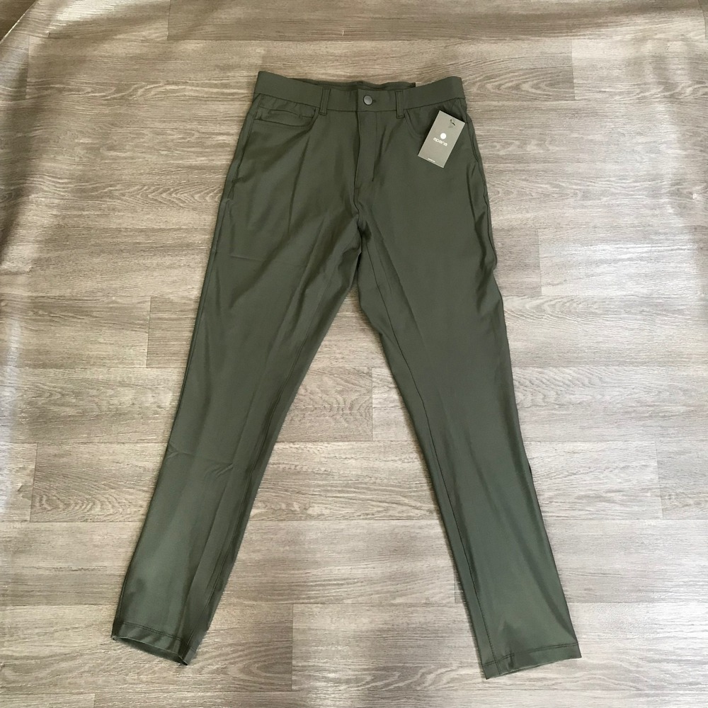 Apana Mens Standard Fit Performance‎ Commuter Pants Olive Green Stretch Size S